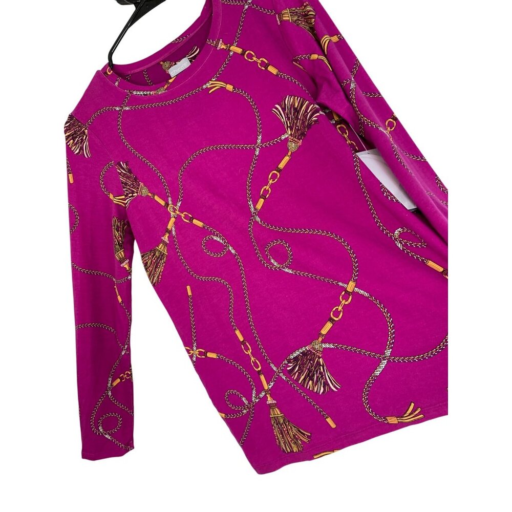 NWT Chicos Plum Berry Rope Print Long Sleeve Top Size S